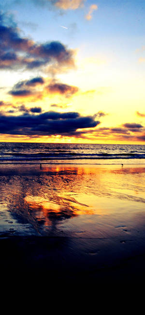 Iphone California Beach And Cloudy Sky Wallpaper