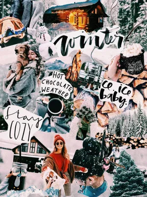 Iphone Collage Of A Girl During Winter Season Wallpaper