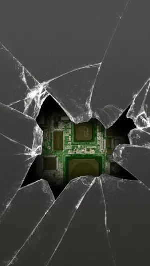Iphone Cracked Screen Huge Hole Prank Wallpaper