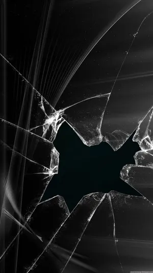 Iphone Cracked Screen Huge Whole Prank Wallpaper