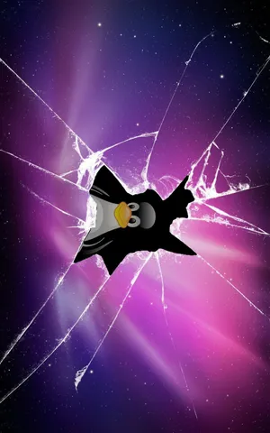 Iphone Cracked Screen Linux Penguin Prank Wallpaper