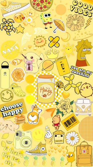 Iphone Home Screen Yellow Collage Wallpaper