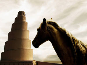 Iraq Samarra Spiral Minaret And Horse Wallpaper