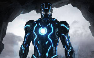 Iron Man 4k Neon Blue Black Body Wallpaper