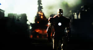 Iron Man Standing Amidst Destruction Wallpaper