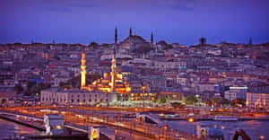 Istanbul Twilight Skyline Wallpaper