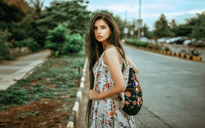 Italian Girl With Backpack Wallpaper