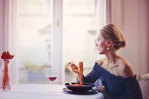 Italian Girl With Pasta Wallpaper