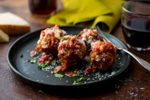 Italian Meatballswith Tomato Sauce Wallpaper