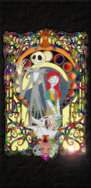 Jack And Sally Stained Glass Wallpaper