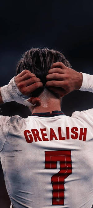 Jack Grealish Sporting His Jersey With His Name Displayed. Wallpaper