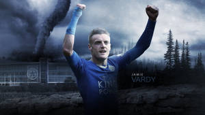 Jamie Vardy Celebrating Trees Tornado Wallpaper