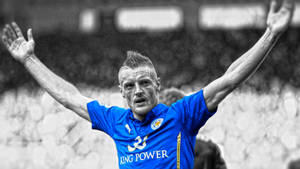 Jamie Vardy Monochrome Arms Up Wallpaper