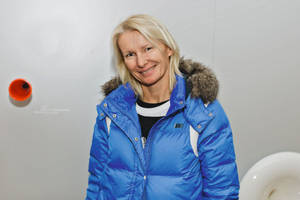 Jana Novotna In Blue Jacket Wallpaper