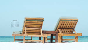 January 2022 Calendar Beach Chairs Wallpaper