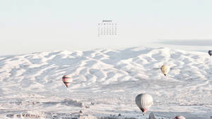 January 2022 Calendar Hot Air Balloons Wallpaper