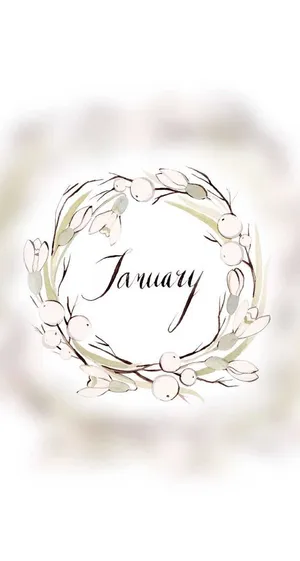January Floral Wreath Wallpaper