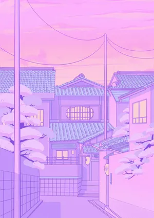 Japan Street Cute Purple Aesthetic Wallpaper
