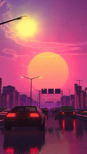 Japan Sunset For 80s Aesthetic Iphone Wallpaper