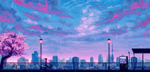 Japanese Aesthetic Purple Sky Desktop Wallpaper