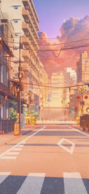 Japanese Aesthetic - Soft Pastel Street As Iphone Wallpaper Wallpaper
