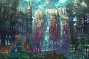 Japanese Anime City Architecture Wallpaper