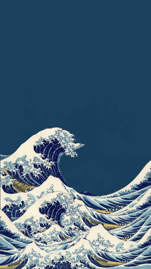 Japanese Art Style Wave Wallpaper