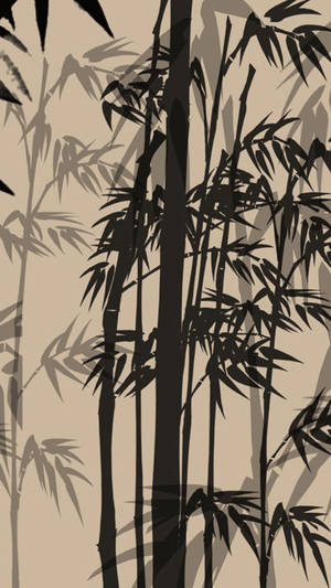 Japanese Bamboo Ink Art Iphone Wallpaper