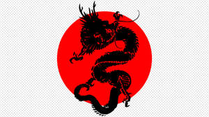 Japanese Dragon Art On Japanese Flag Wallpaper