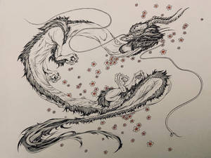 Japanese Dragon Art With Flowing Body Wallpaper