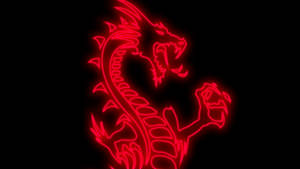 Japanese Dragon In Red Neon Light Wallpaper