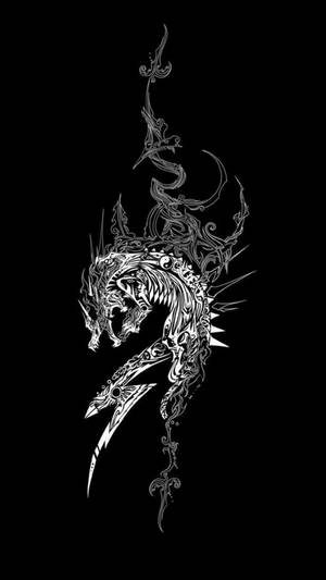 Japanese Dragon With Tribal Design Wallpaper