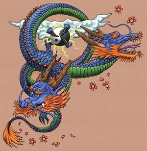 Japanese Dragon With Two Heads Wallpaper