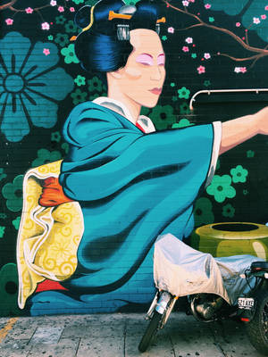 Japanese Geisha Street Art Wallpaper