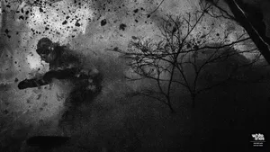 Japanese Landscape In Black And White Wallpaper