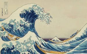 Japanese Painting Of Wave Wallpaper