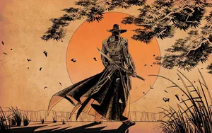 Japanese Samurai Cowboy Hat Wallpaper