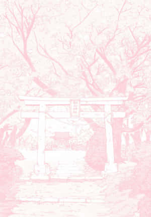 Japanese Shrine Arch Entrance Pastel Aesthetic Anime Wallpaper