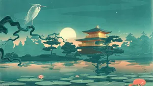 Japanese Street Lantern In An Old Japanese Town Wallpaper