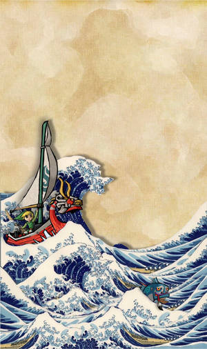 Japanese Waves And Wind Waker Wallpaper