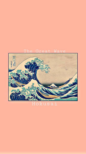 Japanese Waves Peach Background Wallpaper