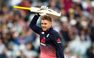 Jason Roy Bat With Black Logo Wallpaper