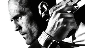Jason Statham With Gun Monochrome Wallpaper