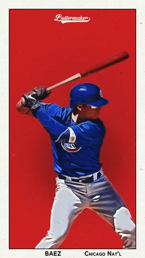 Javier Baez On Red Background Wallpaper