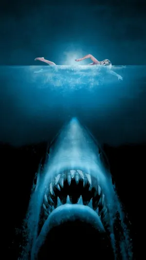 Jaws Shark Looking At Girl Wallpaper