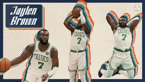 Jaylen Brown Retro Collage Wallpaper