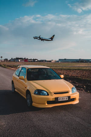 Jdm Honda Civic And Airplane Wallpaper