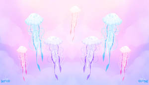 Jellyfish In Pastel Gore Art Wallpaper