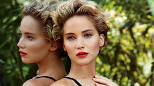 Jennifer Lawrence Eye Catching Red Lipstick Wallpaper