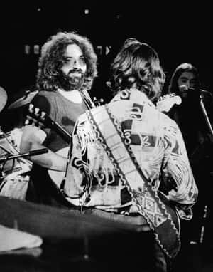 Jerry Garcia On Stage Blackand White Wallpaper